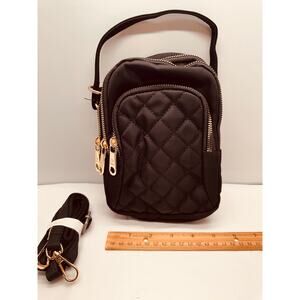 Crossbody Bag/Pocket Book/Purse Black/Gold Handle & Strap Brand New